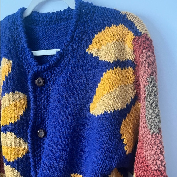 Handmade 90’s Sunflower chunky knit cardigan - Picture 3 of 4